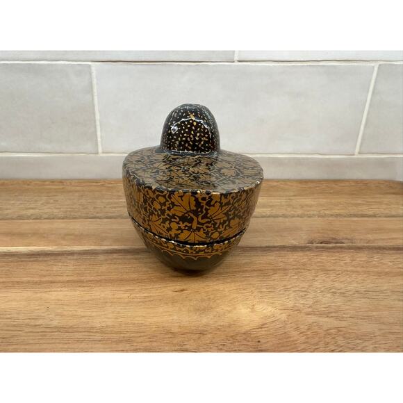 Vintage Kashmiri Hand painted Black Duck Box Small - Picture 5 of 9